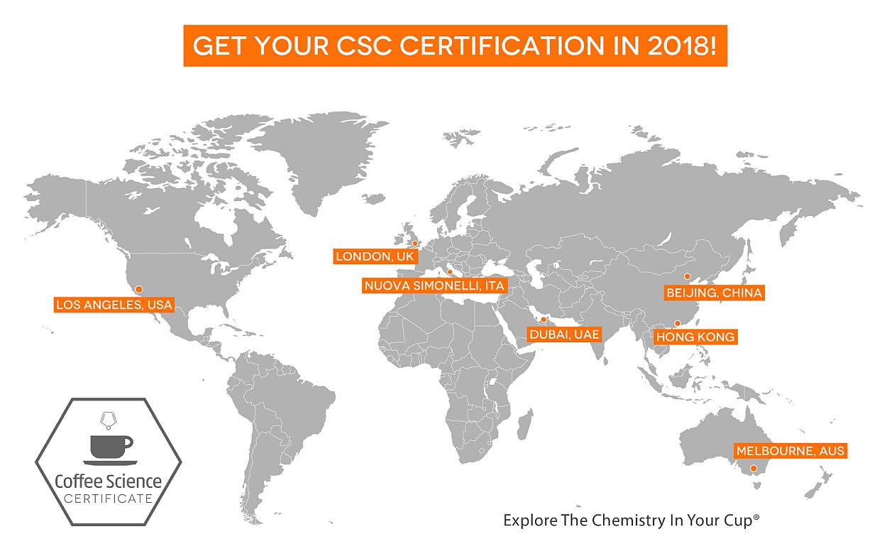 2018 World Map of Coffee Science Certificate (CSC) seminars
